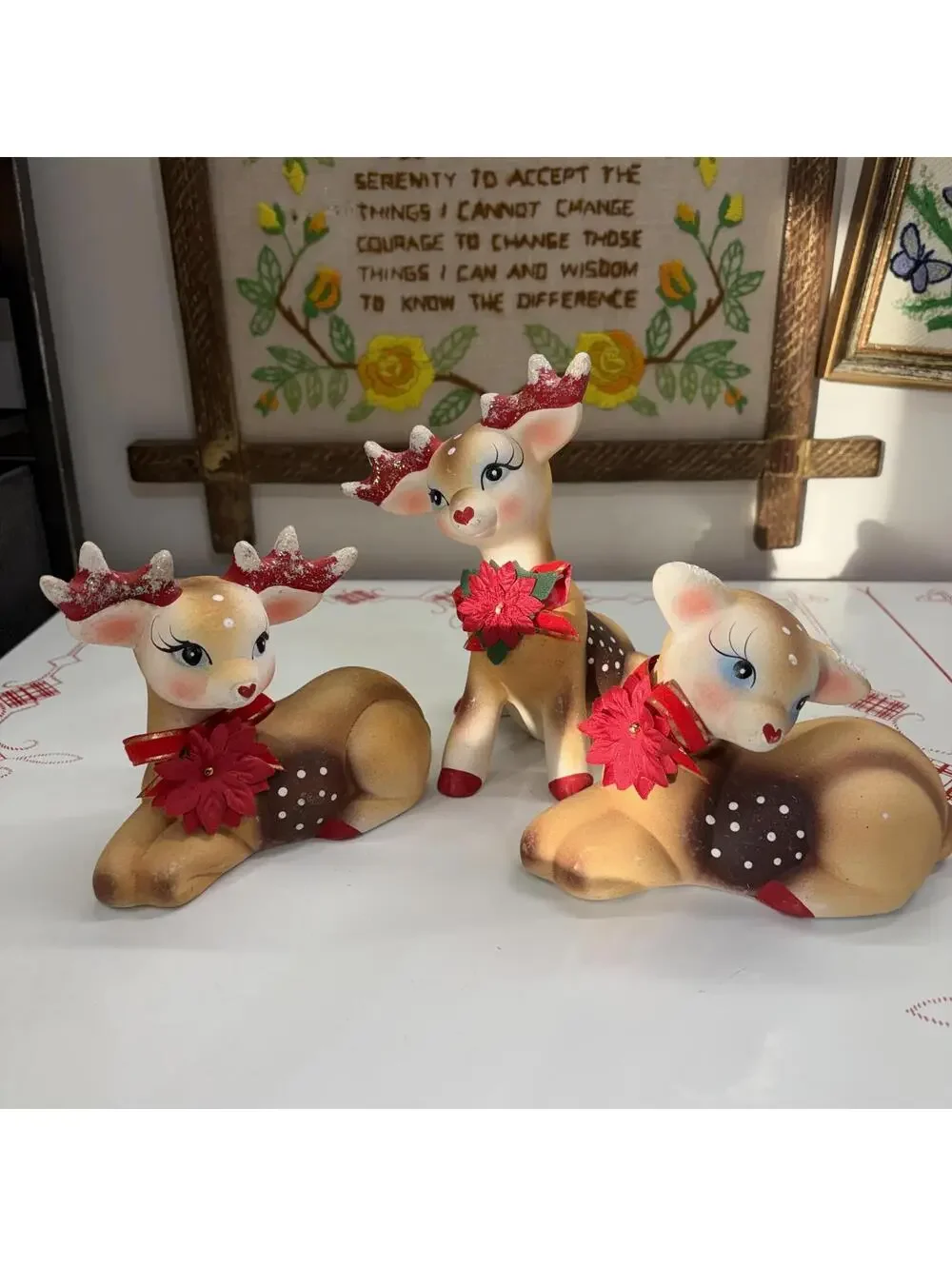 Kitsch bisque Christmas deer vintage 90’s